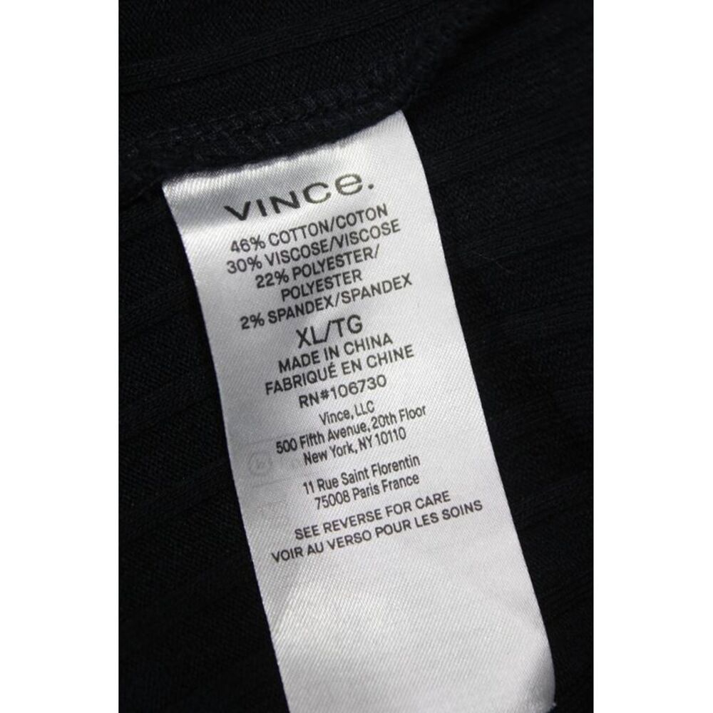 Vince Women Basic Black Striped T-Shirt 3/4 Sleeve Cotton Blend Size XL - Picture 5 of 7
